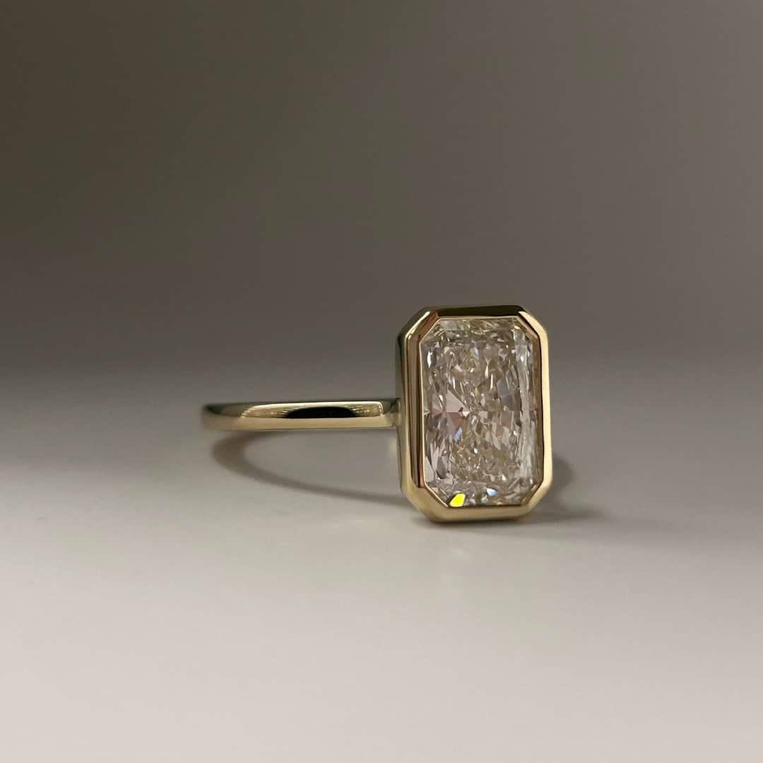Radiant Cut Cathedral Bezel Ring