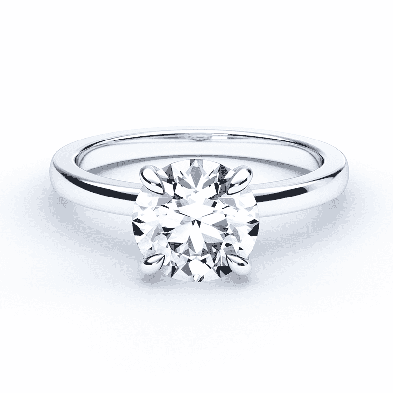 round cut diamond engagement ring on a solid white gold band