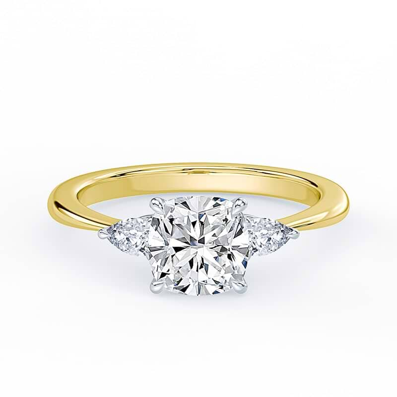 Three Stone Cushion Cut Ring