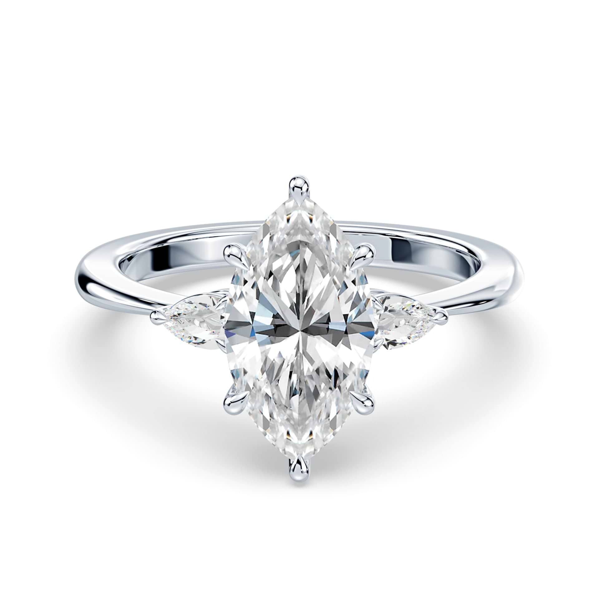 Three Stone Marquise Engagement Ring