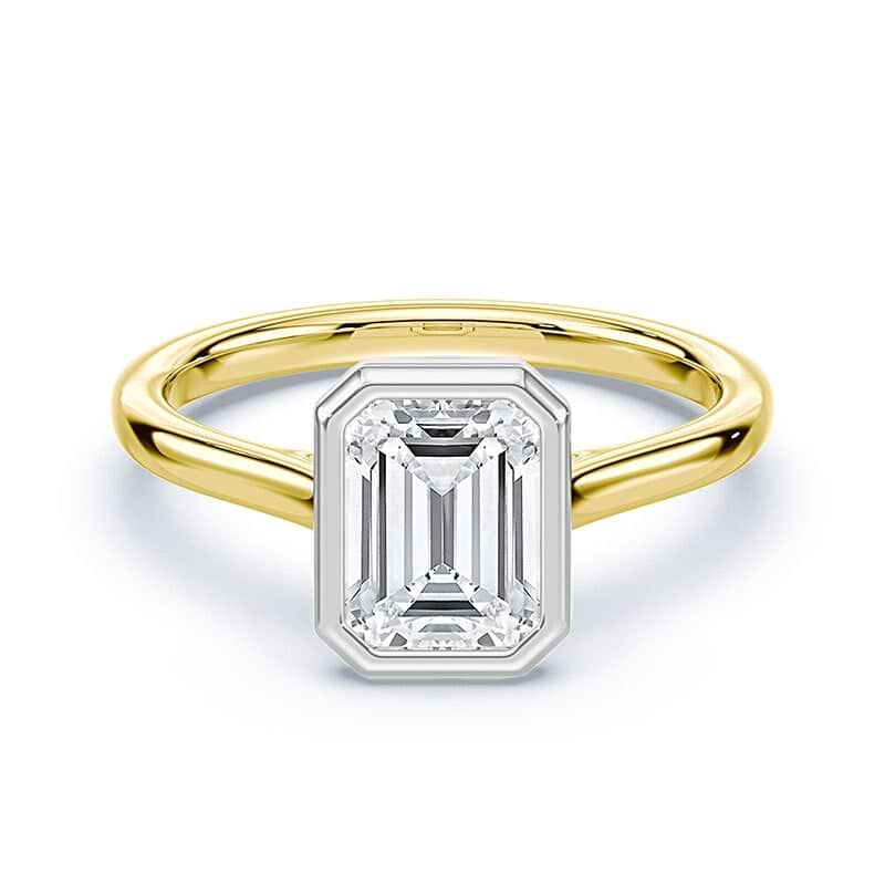 Emerald Cut Cathedral Bezel Ring