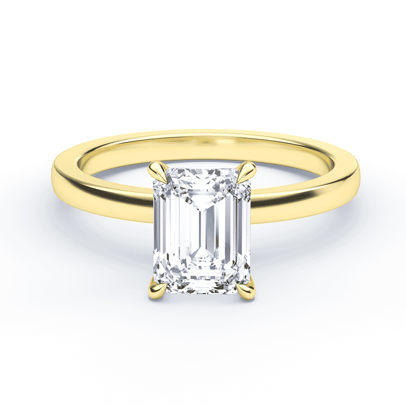 Emerald Cut Low Profile Solitaire Yellow Gold
