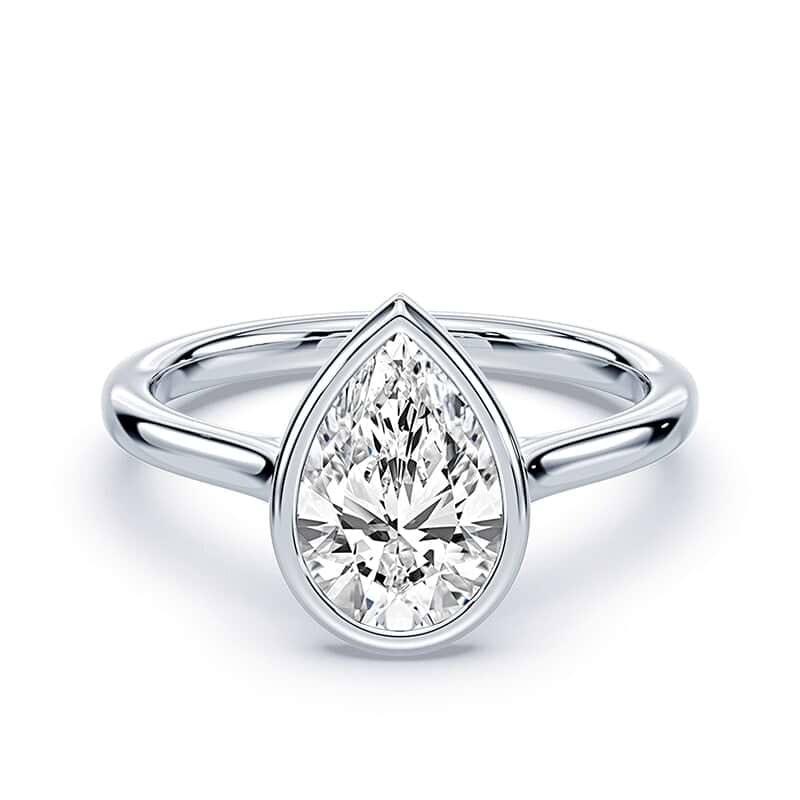 bezel set pear shaped diamond engagement ring