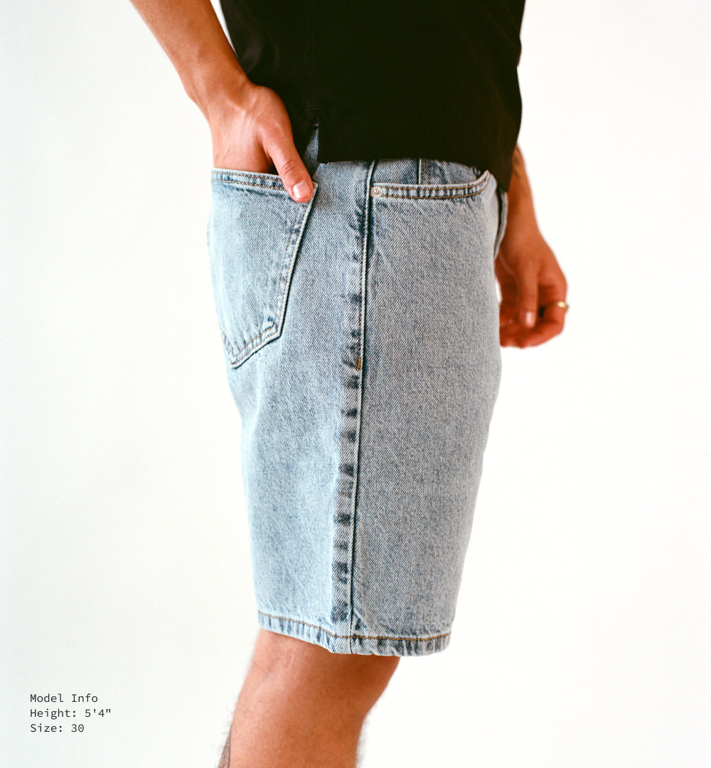 Nonbinary-denim-light-blue-shorts