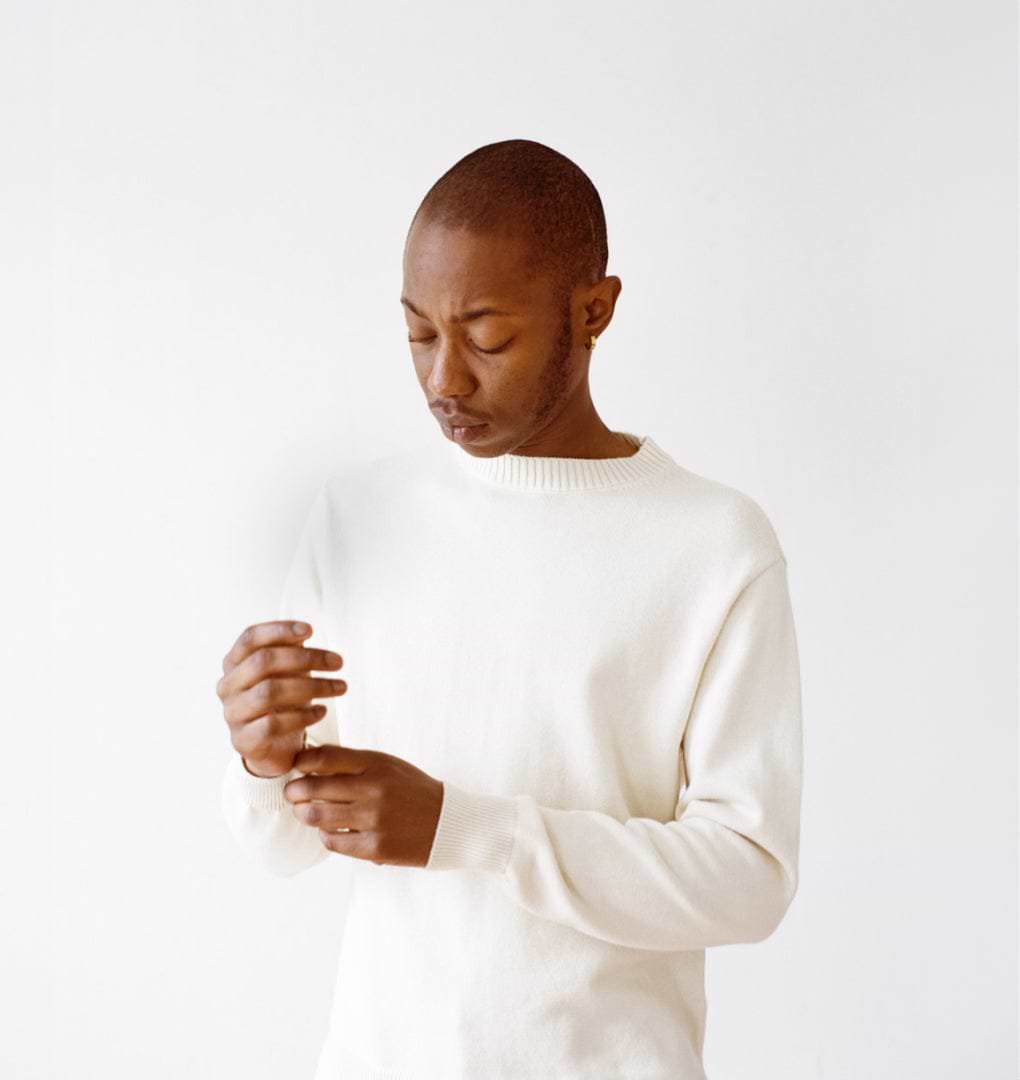 White-transmasc-sweater