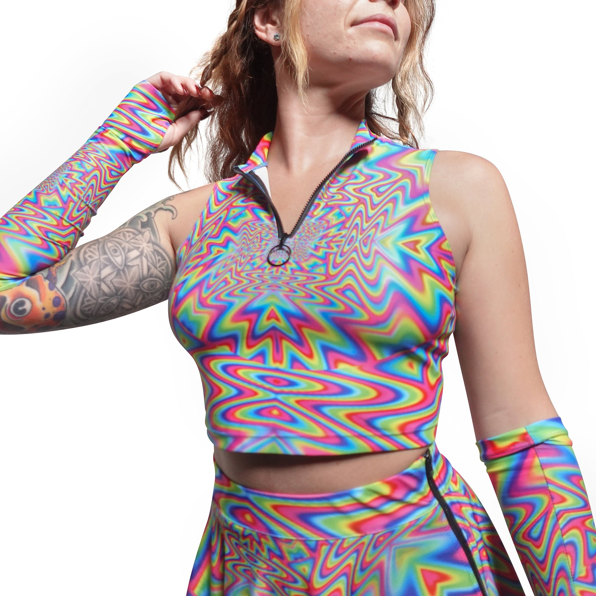 Hydrogen Half Zip Crop Top (wholesale)