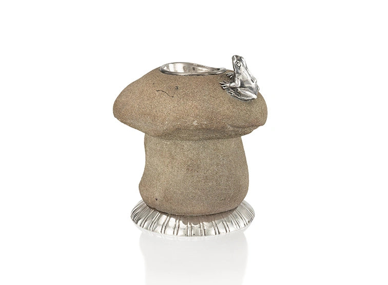 silver-mounted sandstone match holder