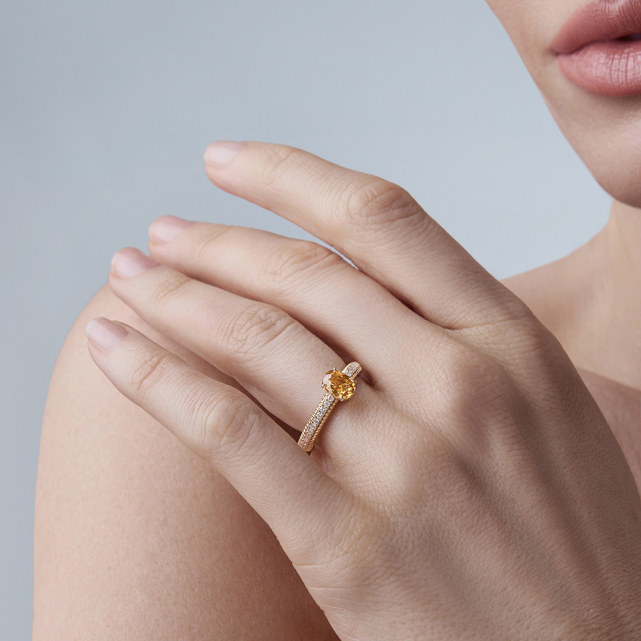 Colours of Love Yellow Gold Fluted Yellow Sapphire Ring