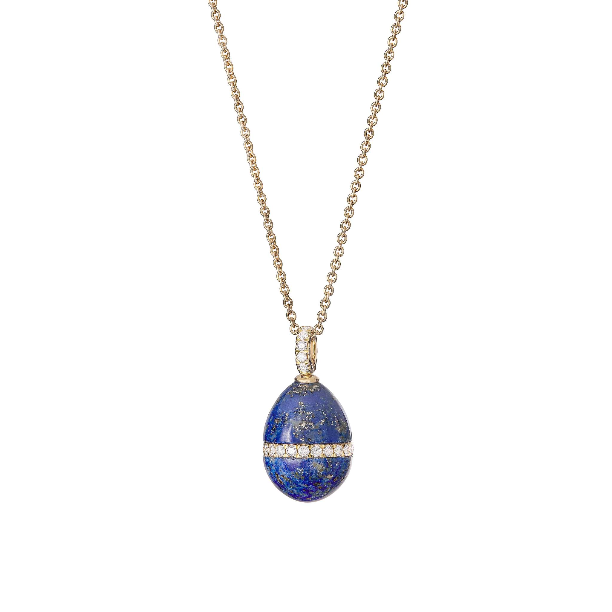 Fabergé Heritage Forever Lapis Lazuli Pendant in 18k yellow gold with diamonds.