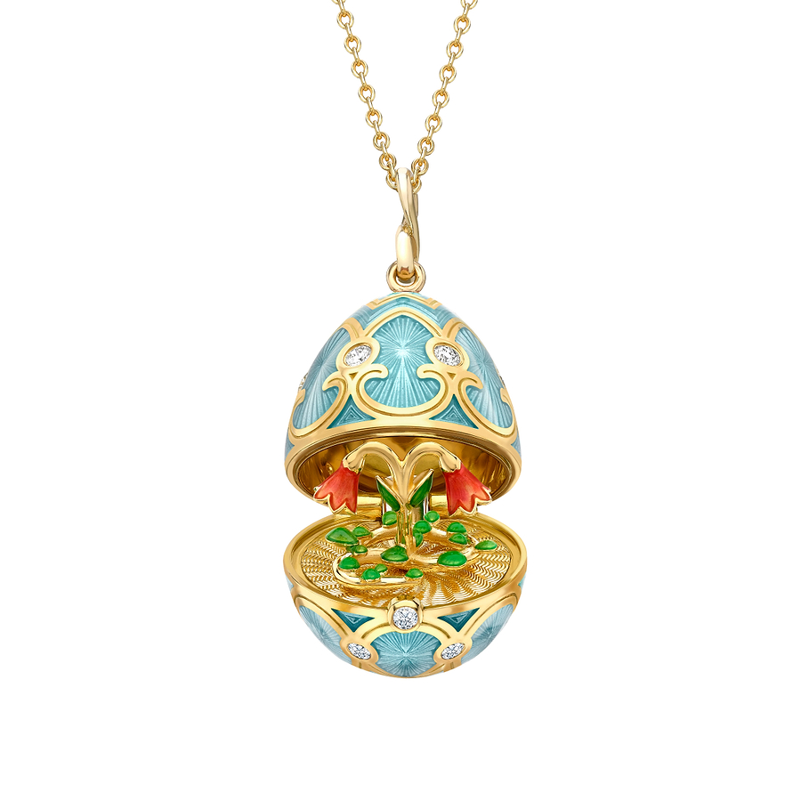 Guilloché Enamel Twin Flower Surprise Locket