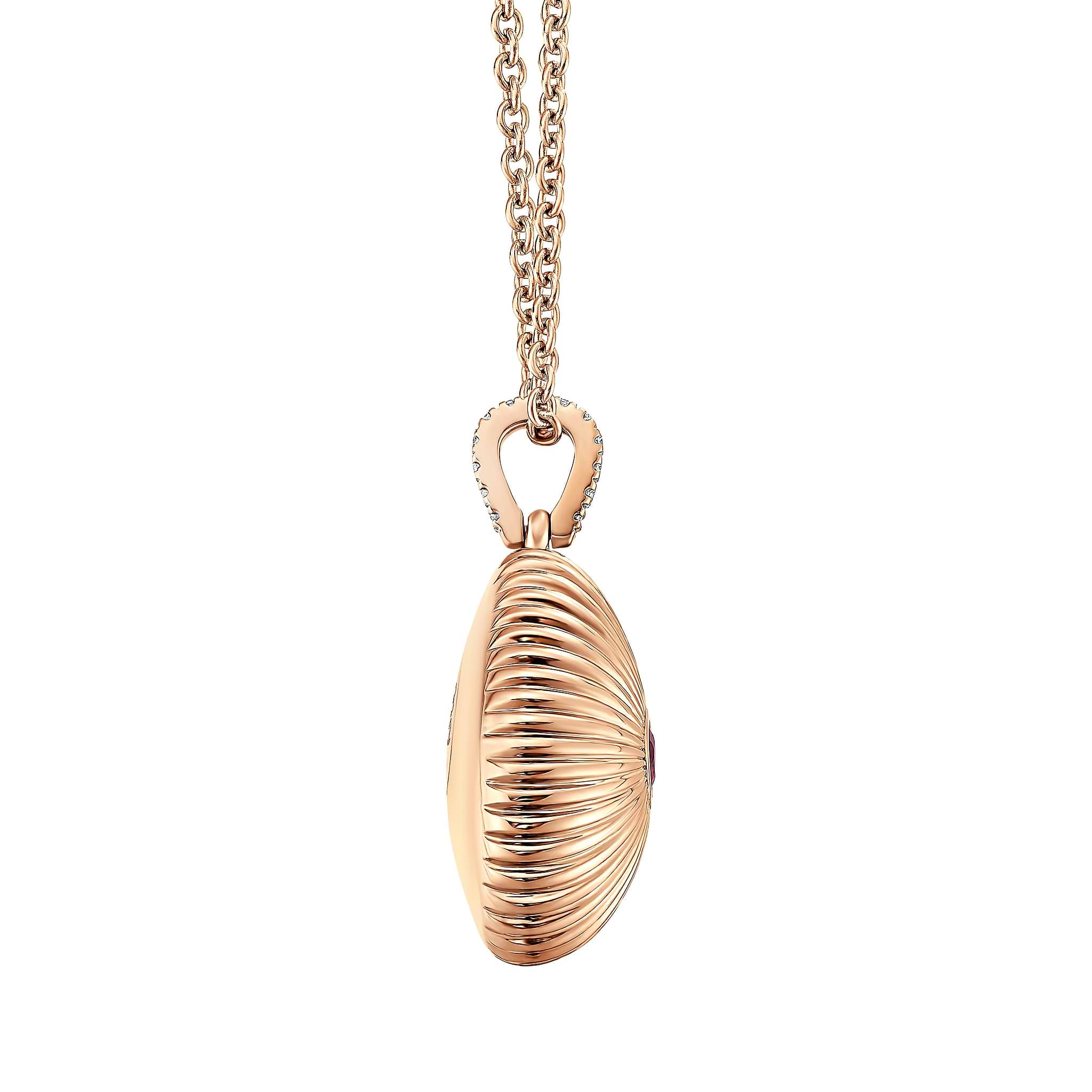 Colours Of Love Rose Gold Mini Fluted Ruby Egg Pendant