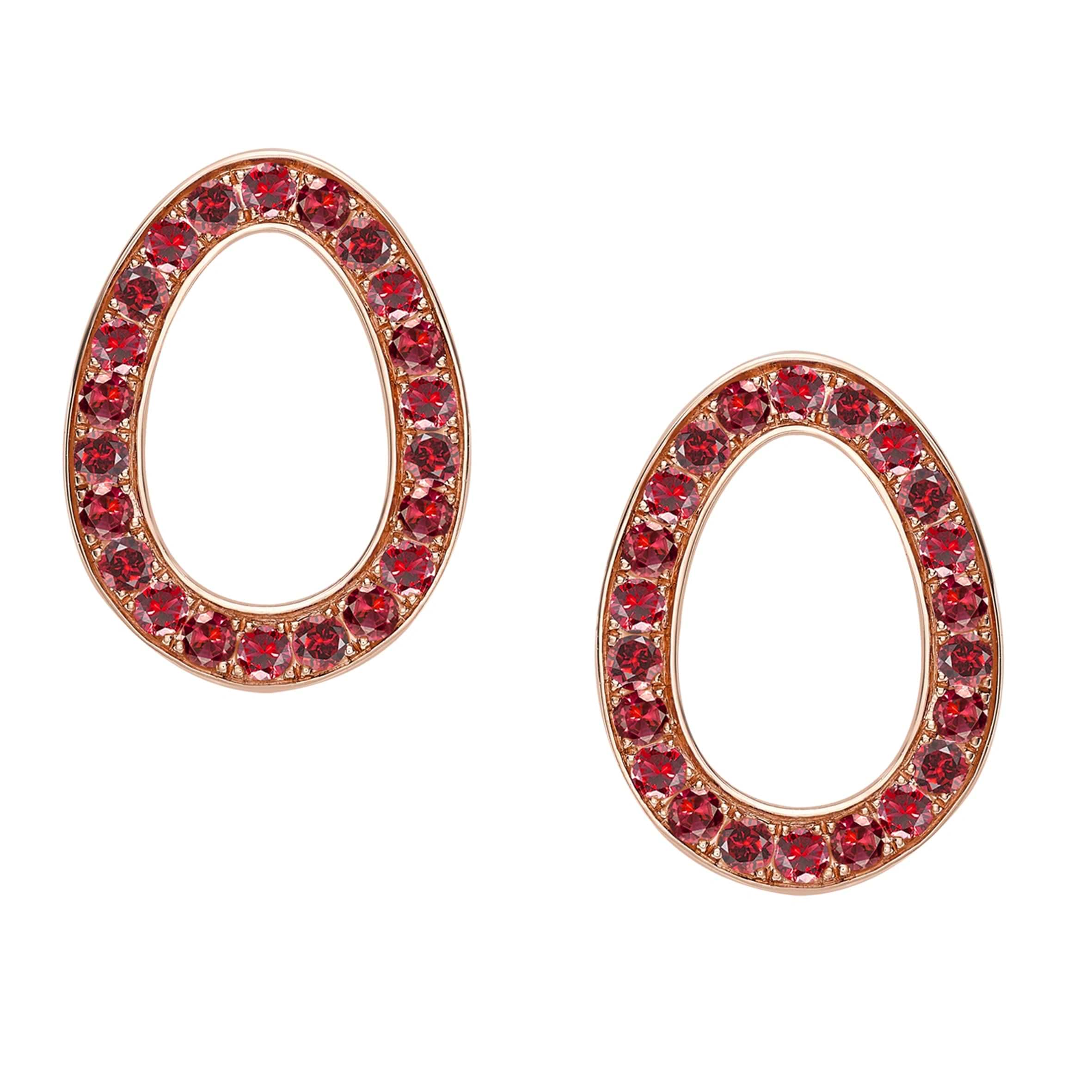 Colours of Love Sasha Rose Gold Ruby Egg Stud Earrings | Fabergé | Fabergé