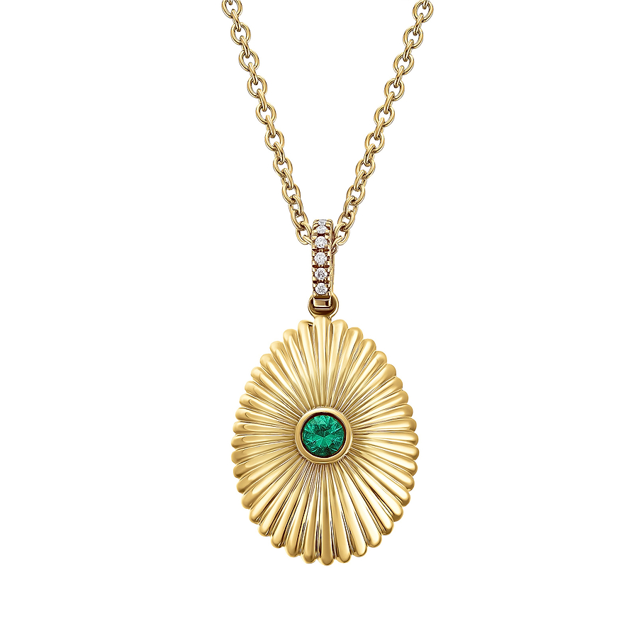 Colours Of Love Yellow Gold Mini Fluted Emerald Egg Pendant