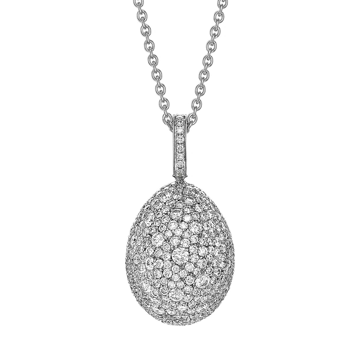 White Gold Diamond Egg Pendant | Fabergé