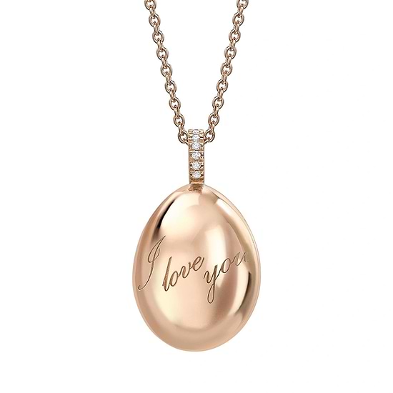 Rose Gold I Love You Egg Pendant | Fabergé