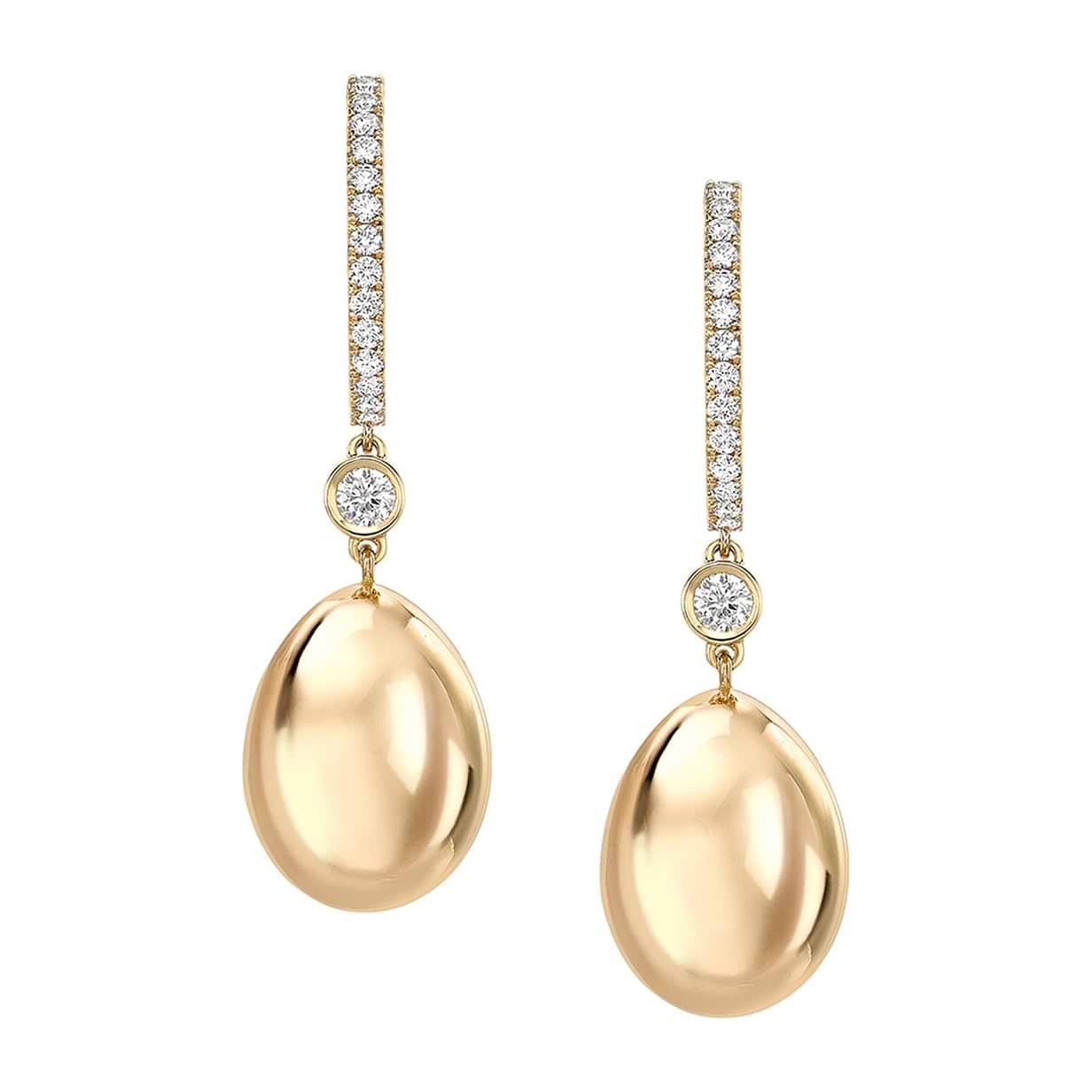 Yellow Gold Egg Hoop Drop Earrings I Fabergé