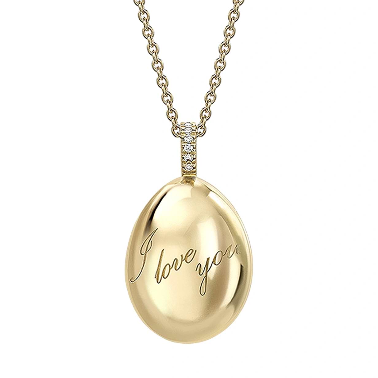 Yellow Gold I Love You Egg Pendant | Fabergé