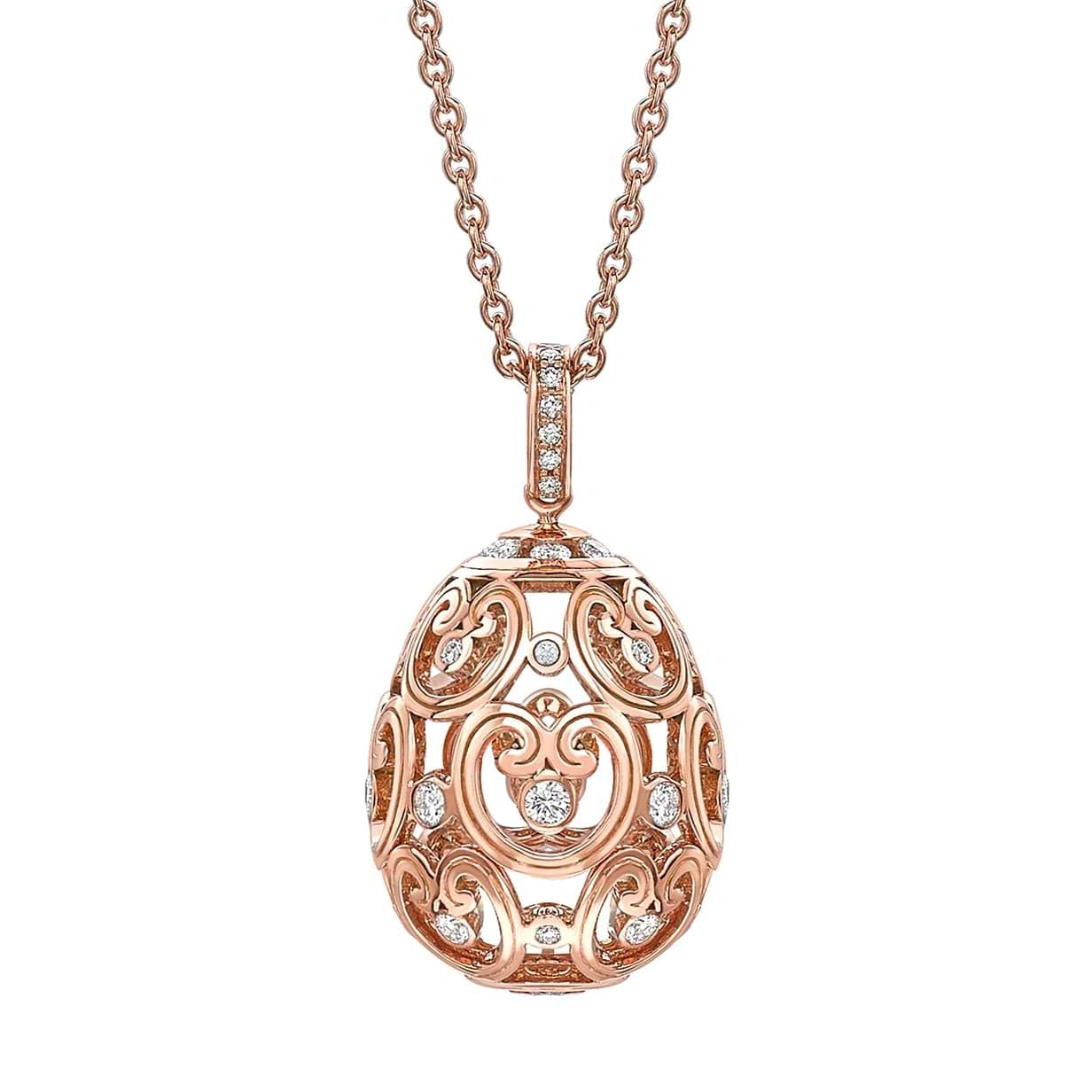 Fabergé Imperial Impératrice Rose Gold Diamond Set Egg Pendant I Fabergé