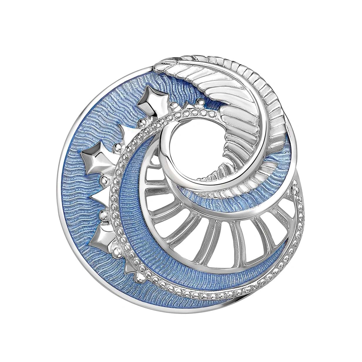 Mystére Sterling Silver Blue Laquer Pendant Brooch | Fabergé
