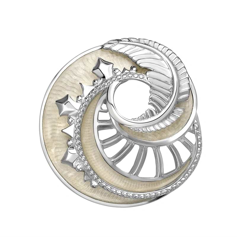Mystére Sterling Silver Pearl Grey Lacquer Pendant Brooch | Fabergé