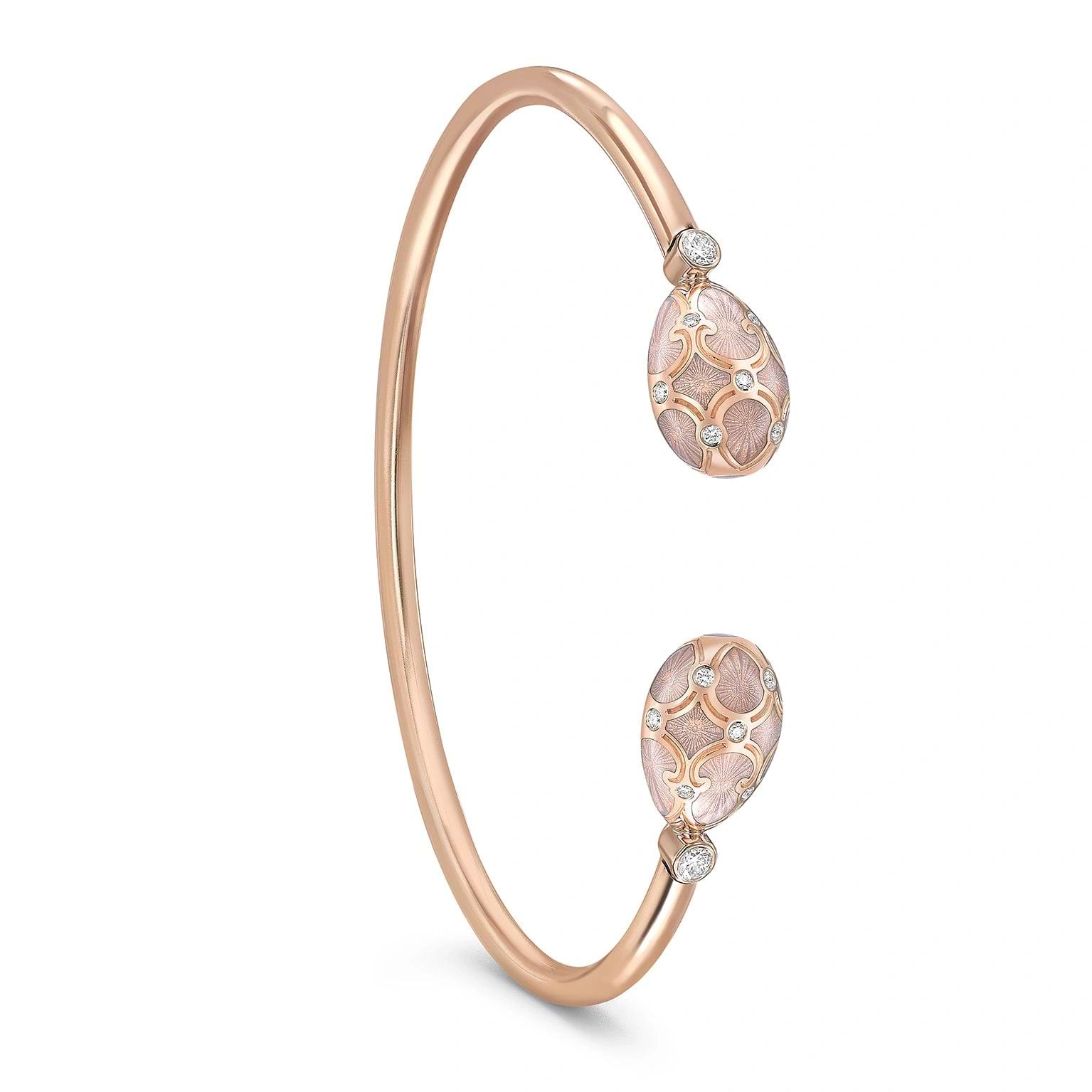 Rose Gold, Diamond & Pink Enamel Open Bracelet | Fabergé | Fabergé