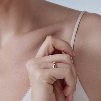 Colours of Love Yellow Gold Fluted Multicolour Gemstone Ring