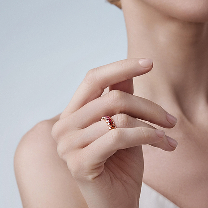 Cosmic Curve Rose Gold Ruby Ring