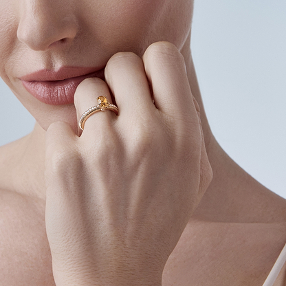 Colours of Love Yellow Gold Fluted Yellow Sapphire Ring