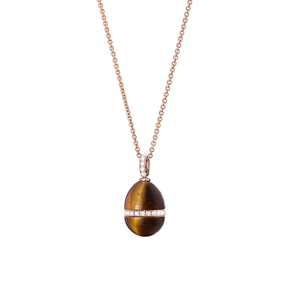 Fabergé Heritage Forever Tigers Eye Pendant in 18k rose gold with diamonds. 