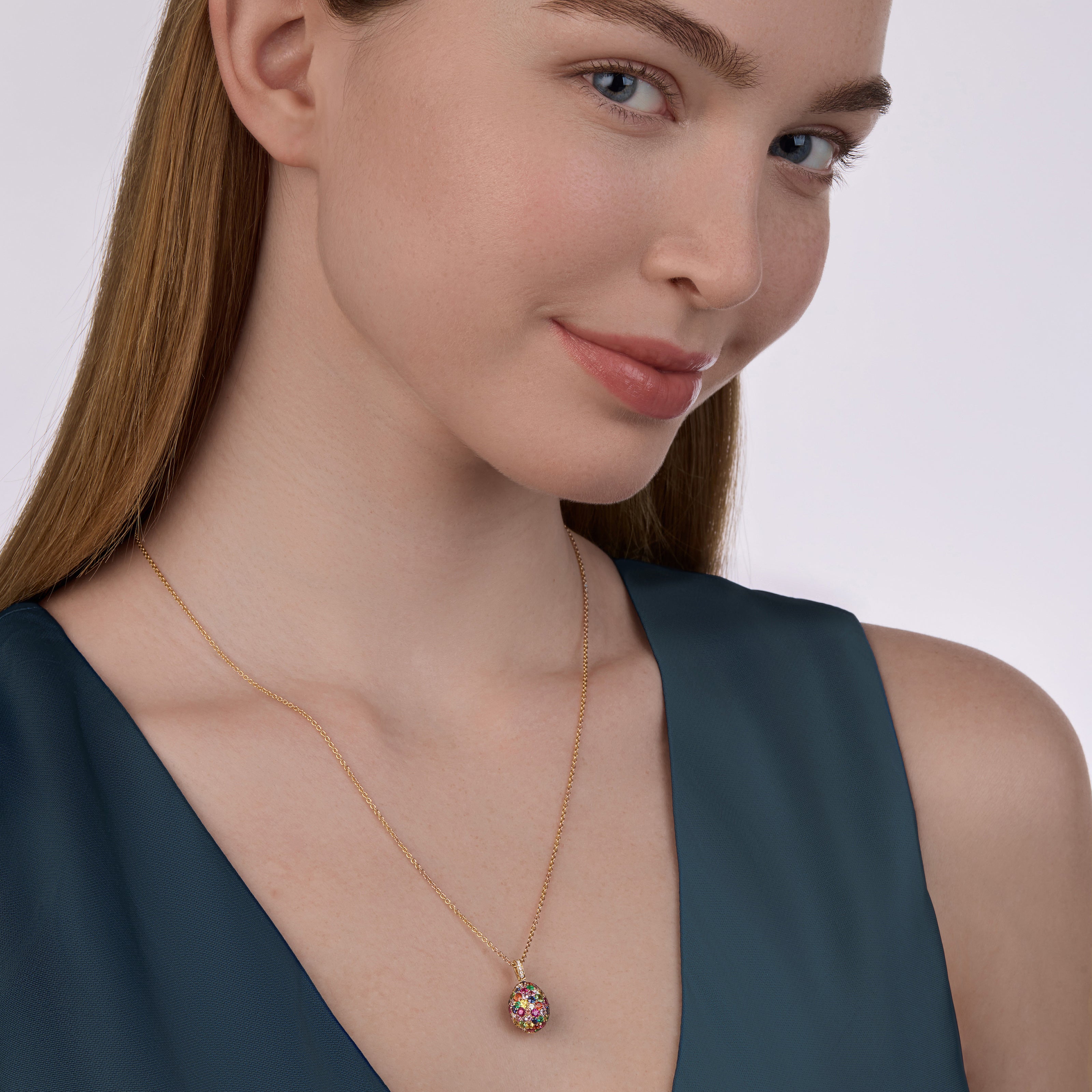 Forever Egg Pendant with Mixed Gemstones