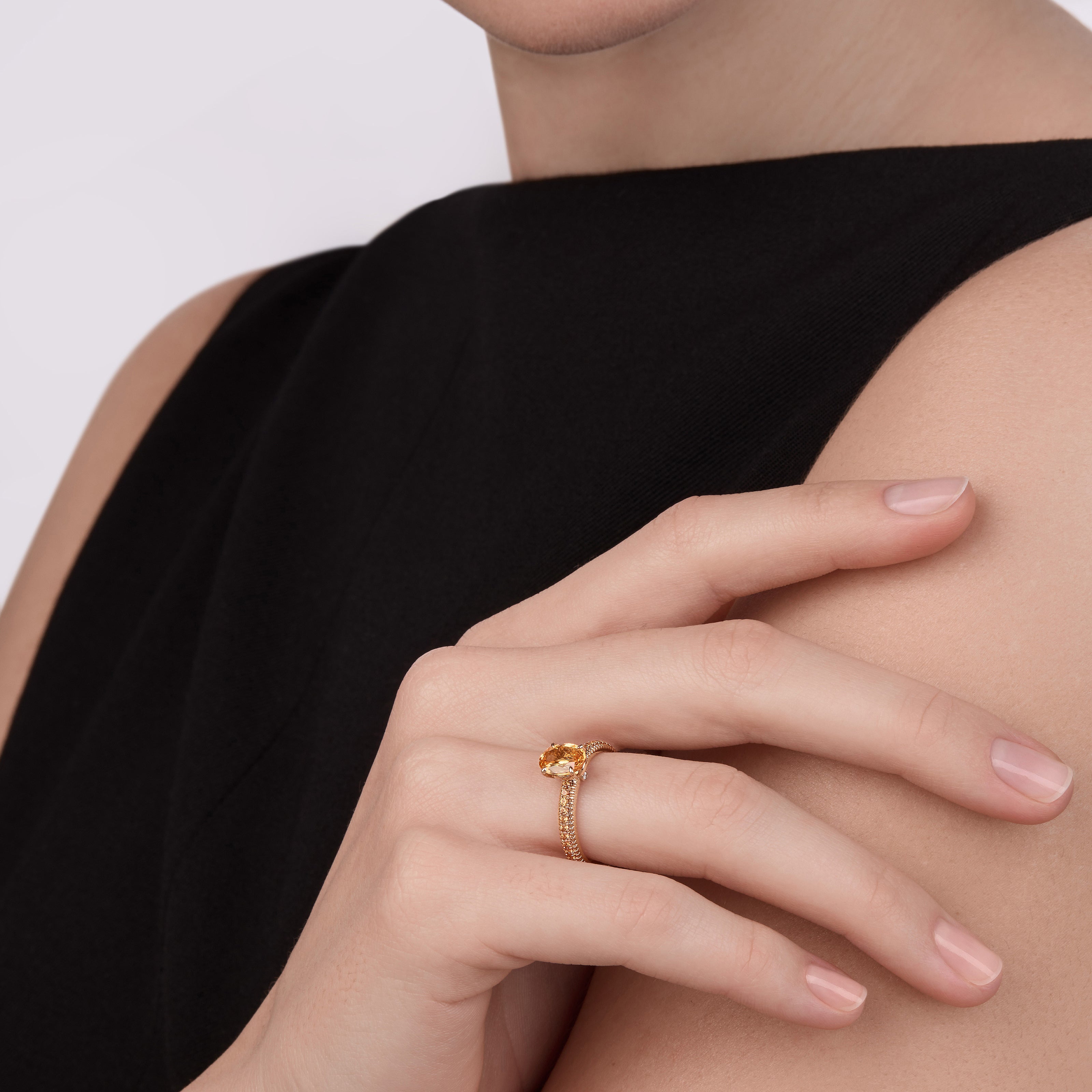 Yellow Sapphire Pavé Ring with Yellow Sapphires