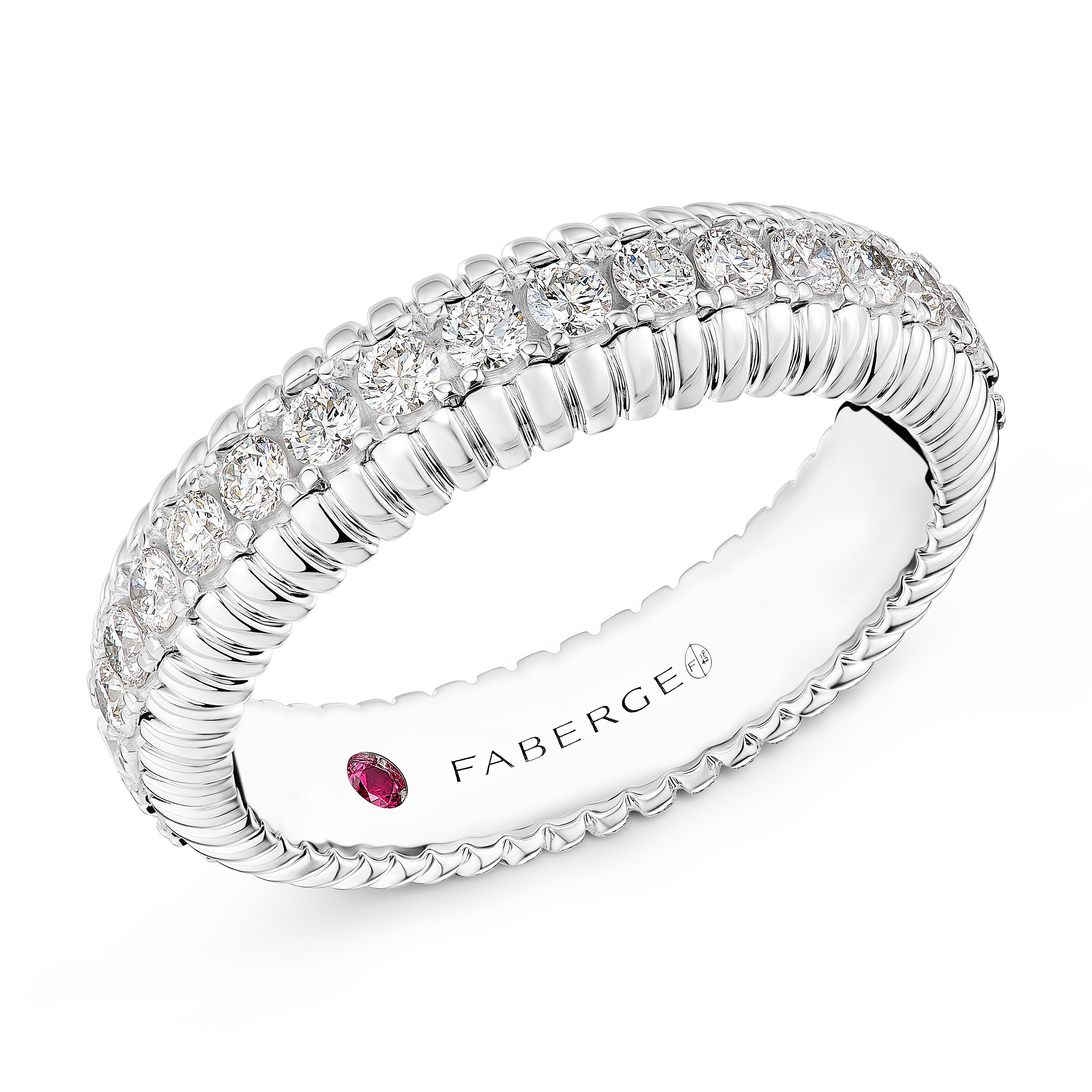 Colours of Love 5mm Wide Platinum Diamond Set Fluted Ring