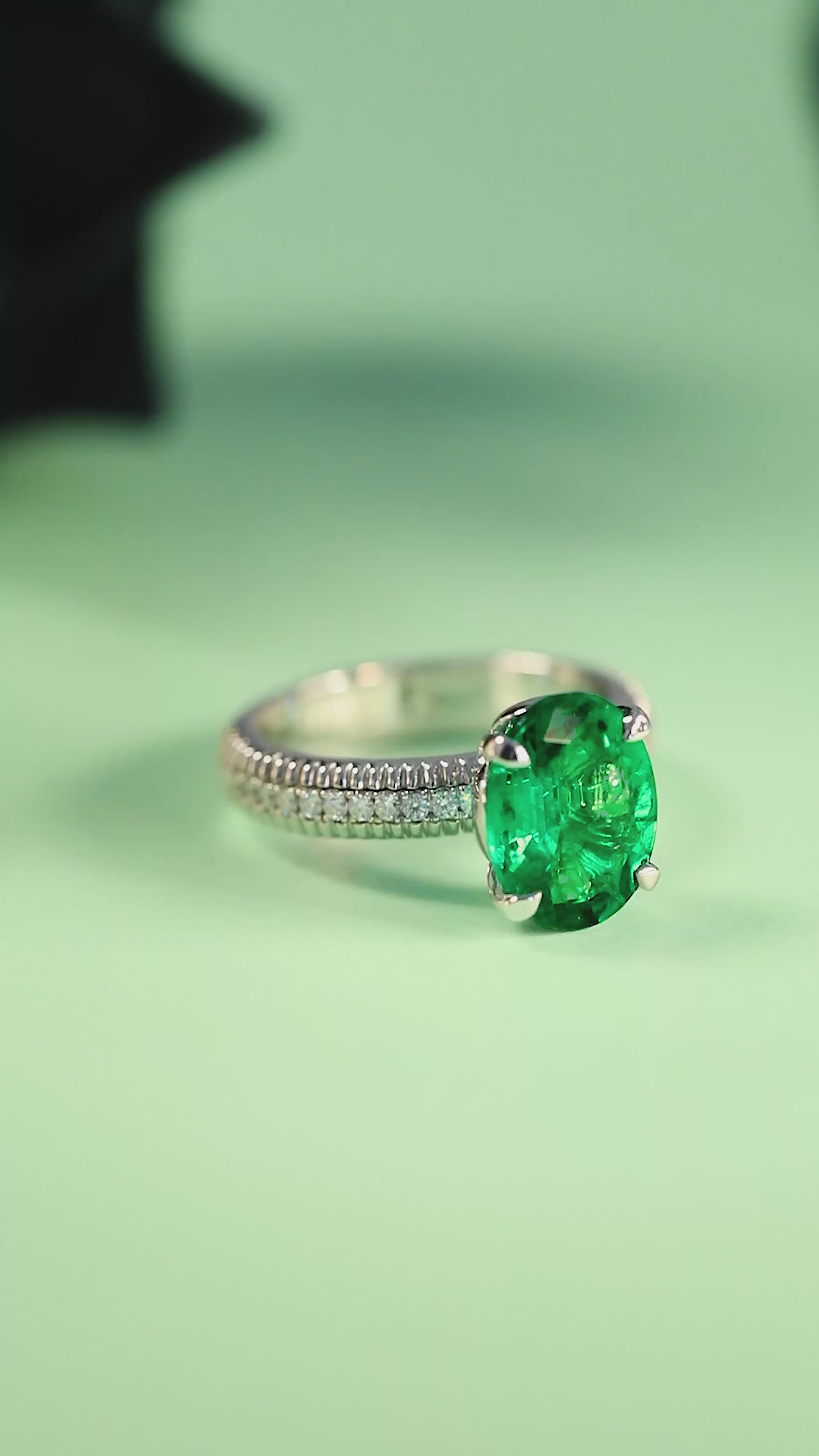 Colours of Love Emerald and Diamond Fluted Ring