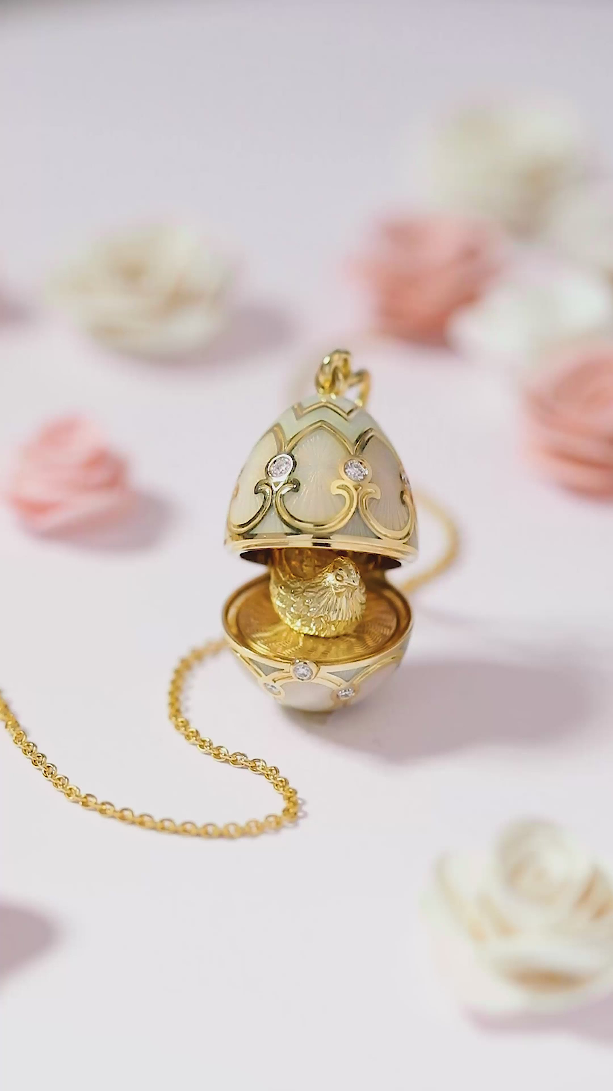 Guilloché Enamel Hen Surprise Locket