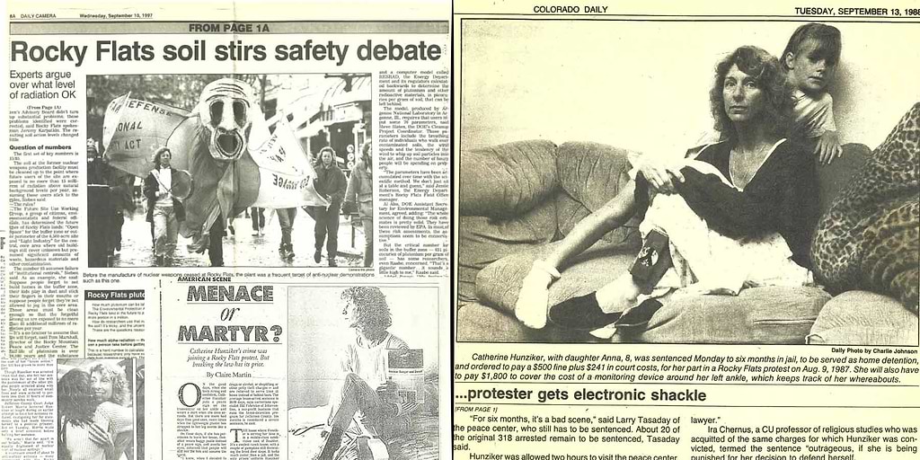 Catherine passionately stands as an environmental protestor in Colorado, arrested during her activism against the nuclear power plant at Rocky Flats, for which she received six months of home arrest.