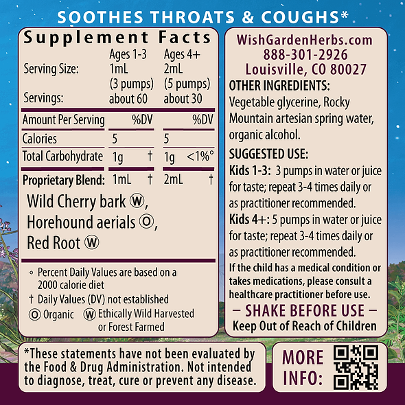 Kick-It Cough Soothing & Quieting For Kids Ingredients & Supplement Facts