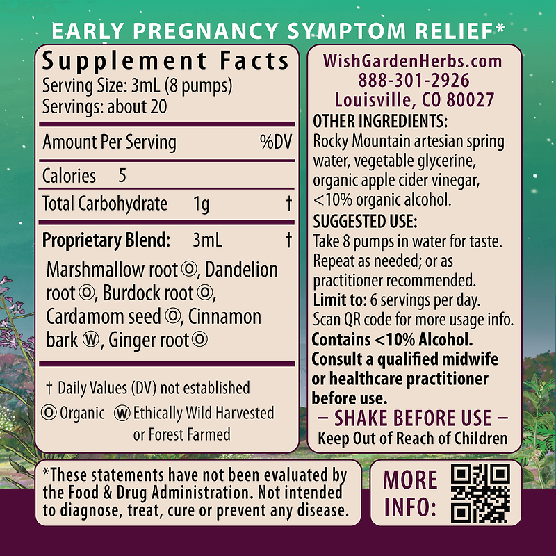 Morning Sickness Nausea Relief Ingredients & Supplement Facts