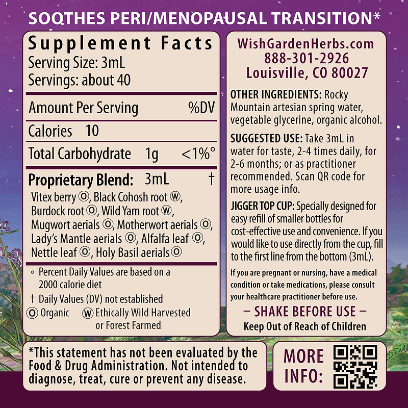 Cycle Changes Peri/Menopause Ingredients & Supplement Facts