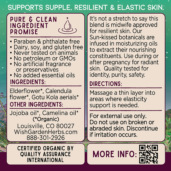 Pregnant Belly Skin Elasticity Oil 2oz Pump Ingredients & Supplements Facts