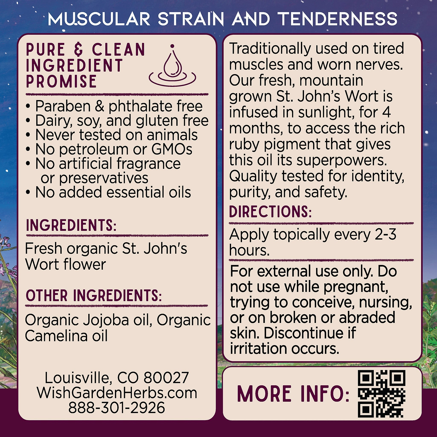 St. John’s Wort Oil Soothe & Recover Ingredients & Supplement Facts