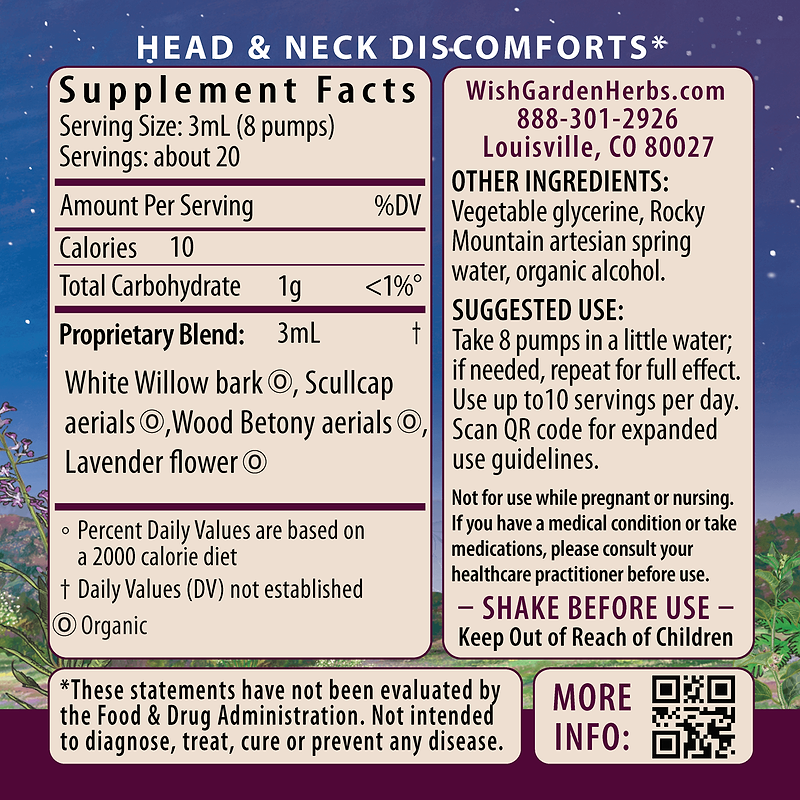 Cranial Comfort Tension Release Ingredients & Supplement Facts