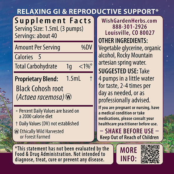 Black Cohosh Ingredients & Supplement Facts