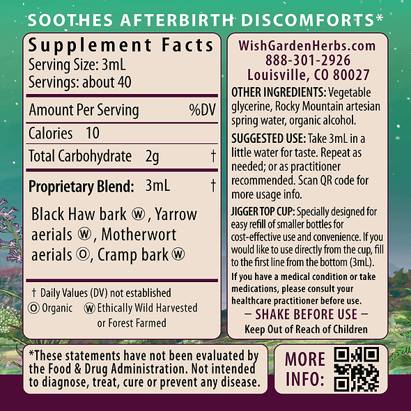AfterEase For After Birth Contractions Ingredients & Supplement Facts