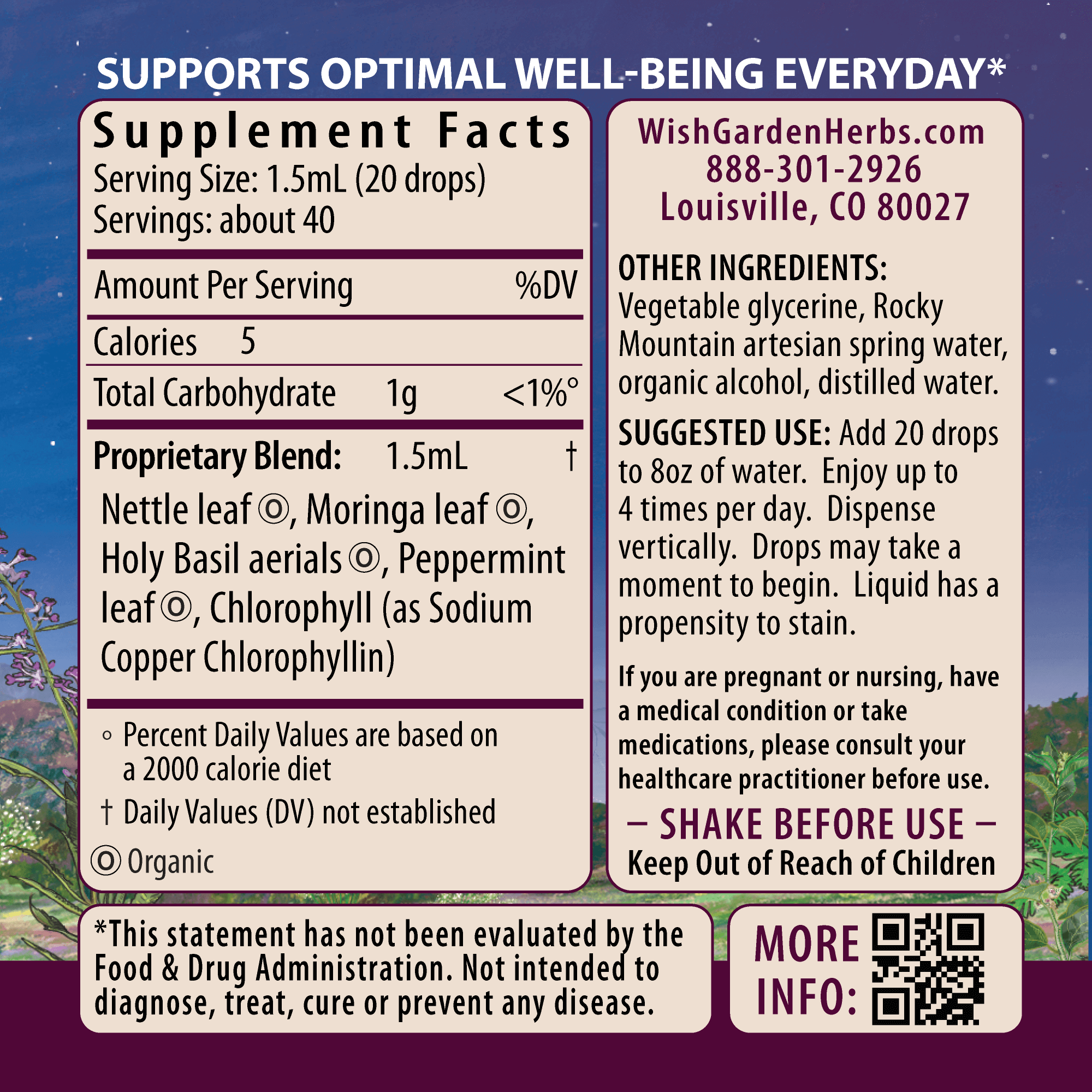 Chlorophyll & Friends Ingredients & Supplement Facts