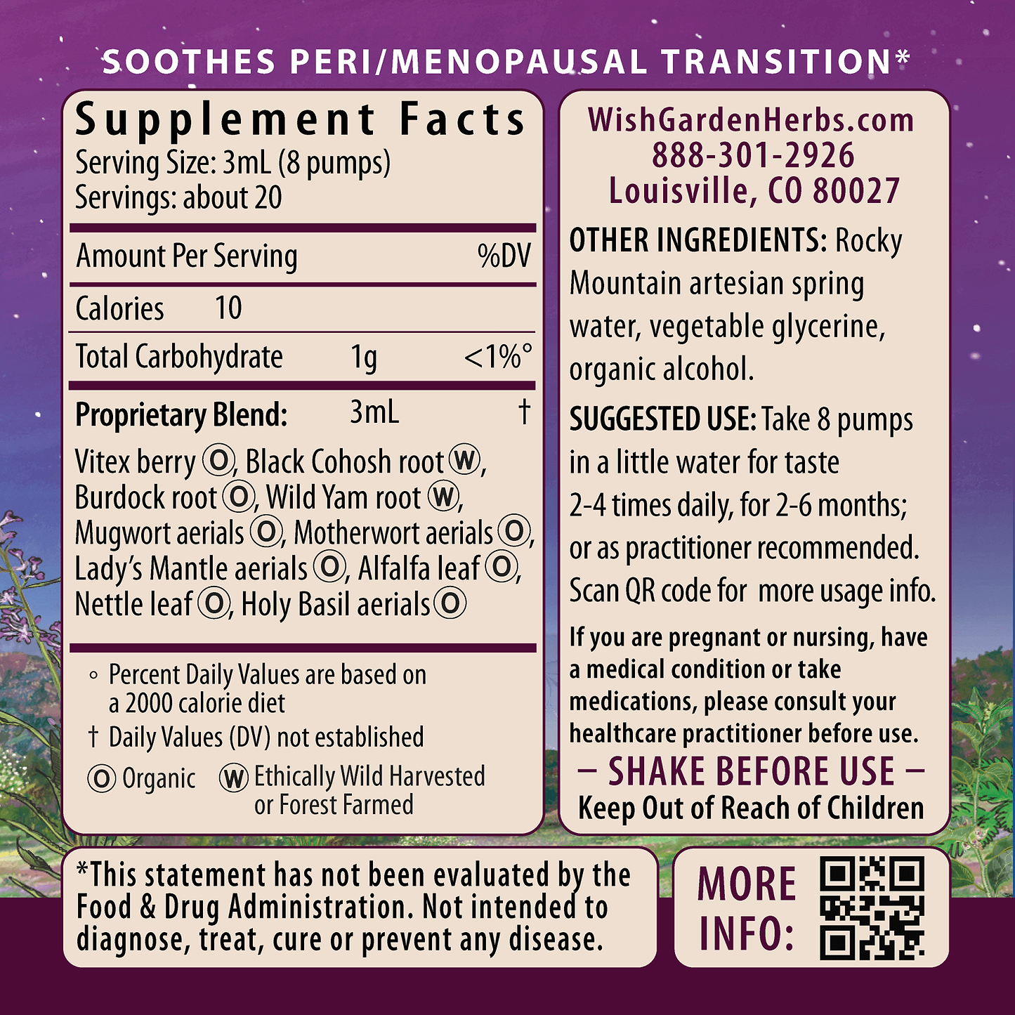 Cycle Changes Peri/Menopause Ingredients & Supplement Facts