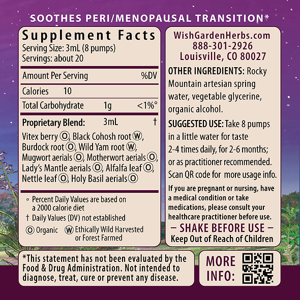 Cycle Changes Peri/Menopause Ingredients & Supplement Facts