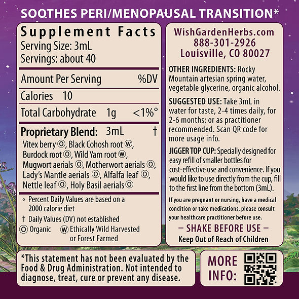 Cycle Changes Peri/Menopause Ingredients & Supplement Facts