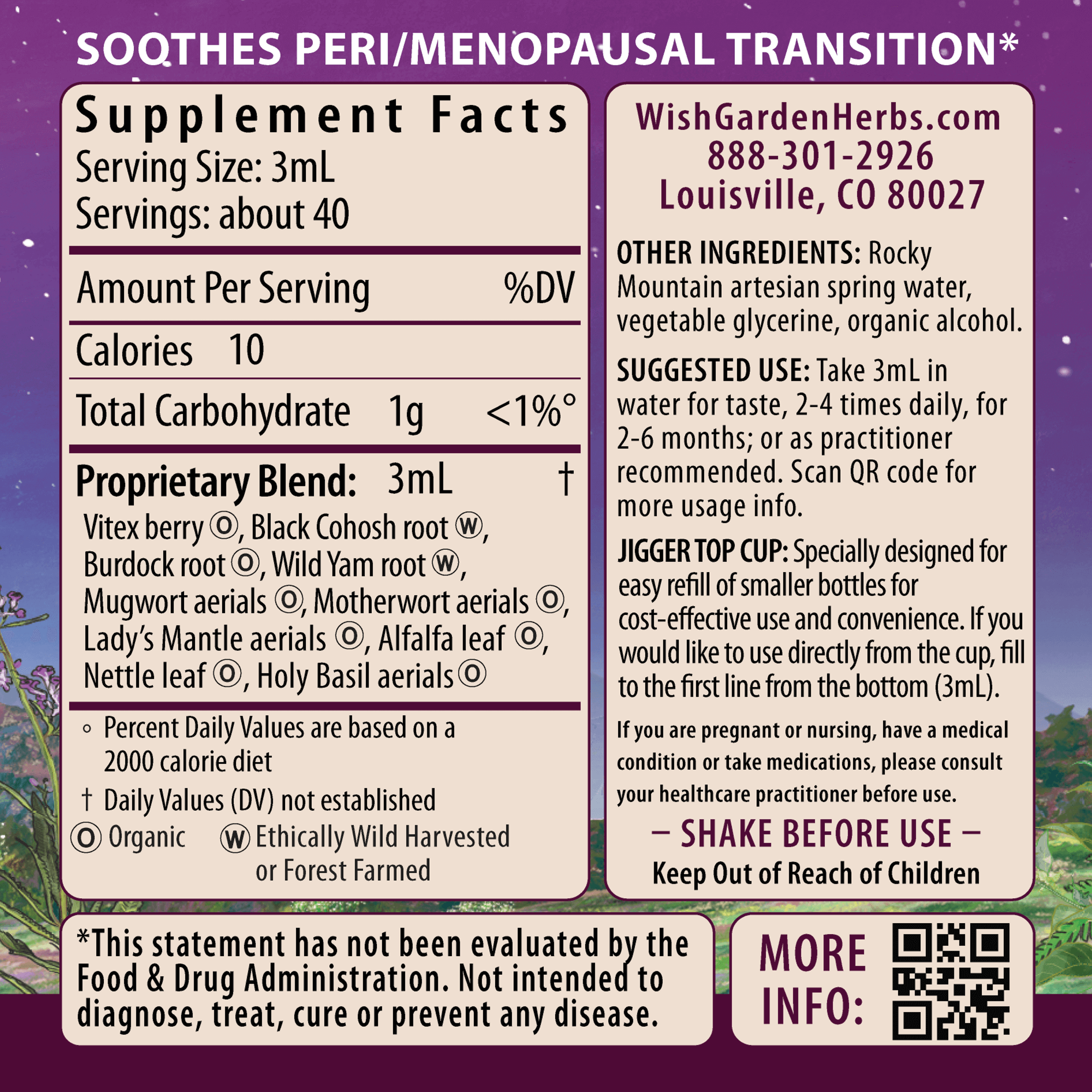 Cycle Changes Peri/Menopause Ingredients & Supplement Facts
