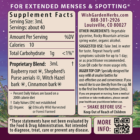 Flow Stopper Lingering Cycle Ingredients & Supplement Facts