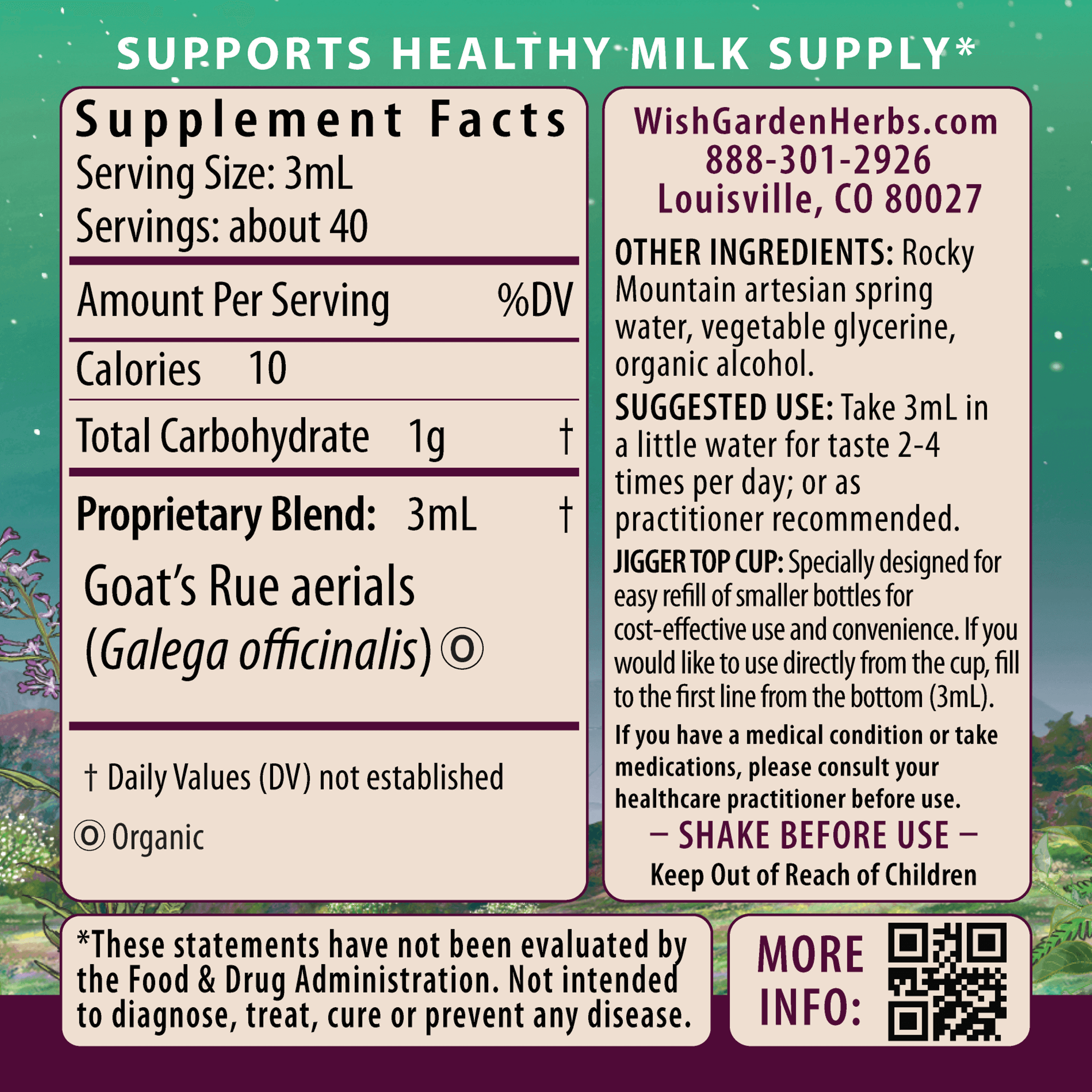 Goat's Rue Lactation Aid Ingredients & Supplement Facts